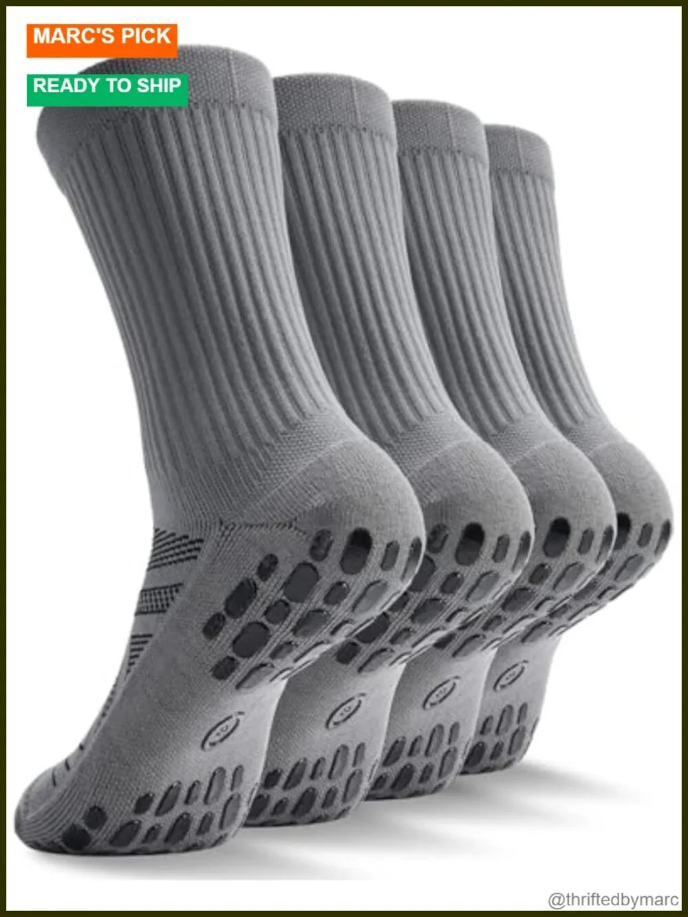 Non-Slip Grip Socks with Cushioned Sole for Soccer & Athletic - 4 Pack